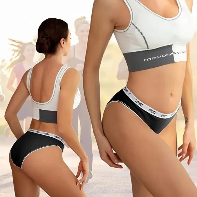 Fashion Letter Women's Underwear Breathable Cotton Triangle Pants Mid Waist Sexy Comfortable Lingerie Bright Cute Girl Briefs