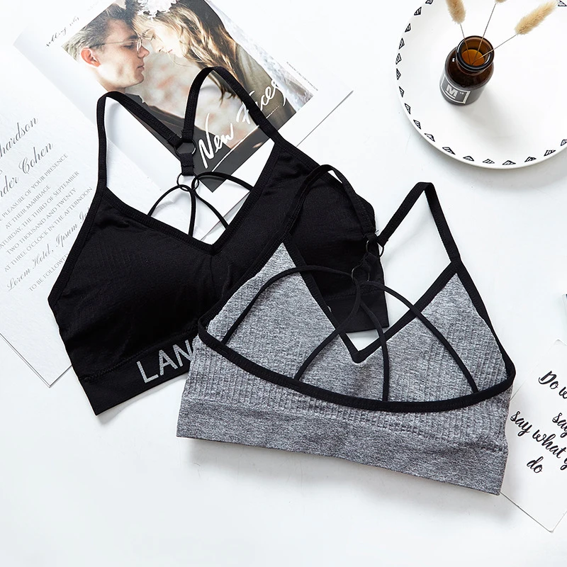 Women's Underwear Set Letter Sports Bra Seamless Female Underwear Comfort No Steel Ring Suit Solid Color Underwear