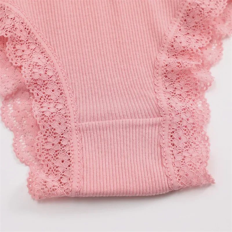 1PC Women's Cotton Briefs Sexy Lace Underpant Hollow Brazilian Panties Comfortable Underwear Lingerie S-XL Solid Color Lingerie