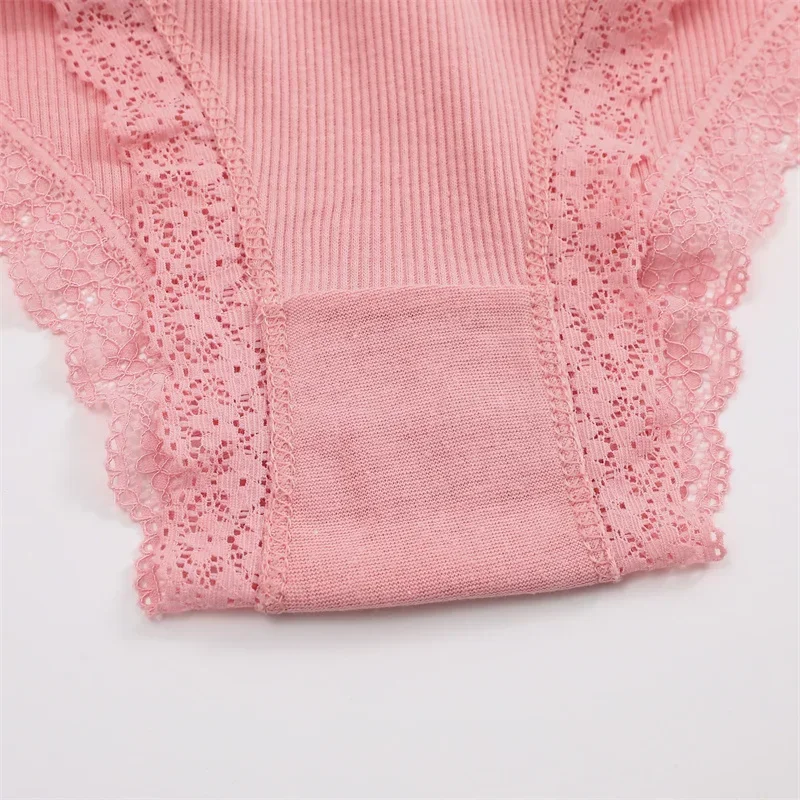 1PC Women's Cotton Briefs Sexy Lace Underpant Hollow Brazilian Panties Comfortable Underwear Lingerie S-XL Solid Color Lingerie