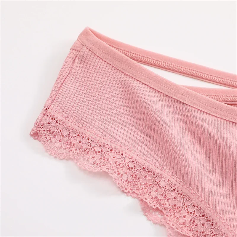 1PC Women's Cotton Briefs Sexy Lace Underpant Hollow Brazilian Panties Comfortable Underwear Lingerie S-XL Solid Color Lingerie