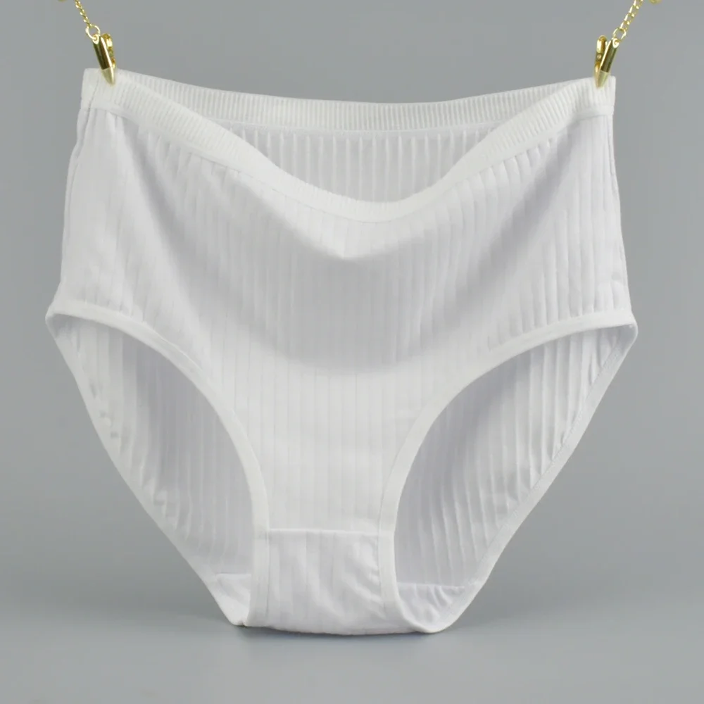 Soft High Waist Cotton Panties Underwear For Women Breathable Plus Size Woman Briefs Female Lingerie Underpants Panty Striped
