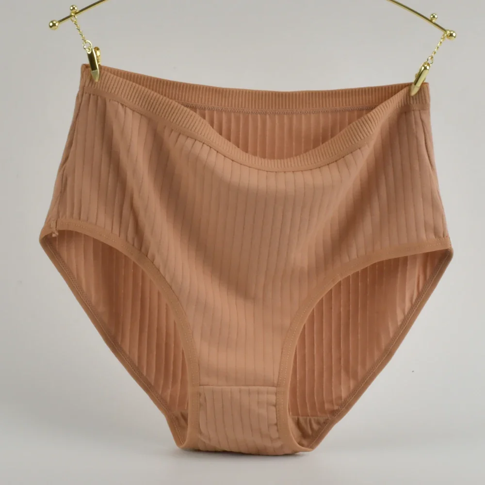 Soft High Waist Cotton Panties Underwear For Women Breathable Plus Size Woman Briefs Female Lingerie Underpants Panty Striped