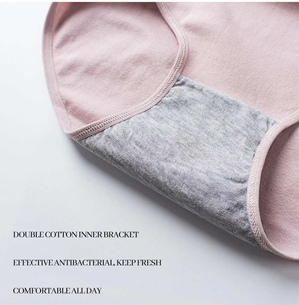 Cotton Women's Underwear Panties High Waist Briefs Solid Color Breathable Underpants Seamless Soft Lingerie Girls Fashion Briefs