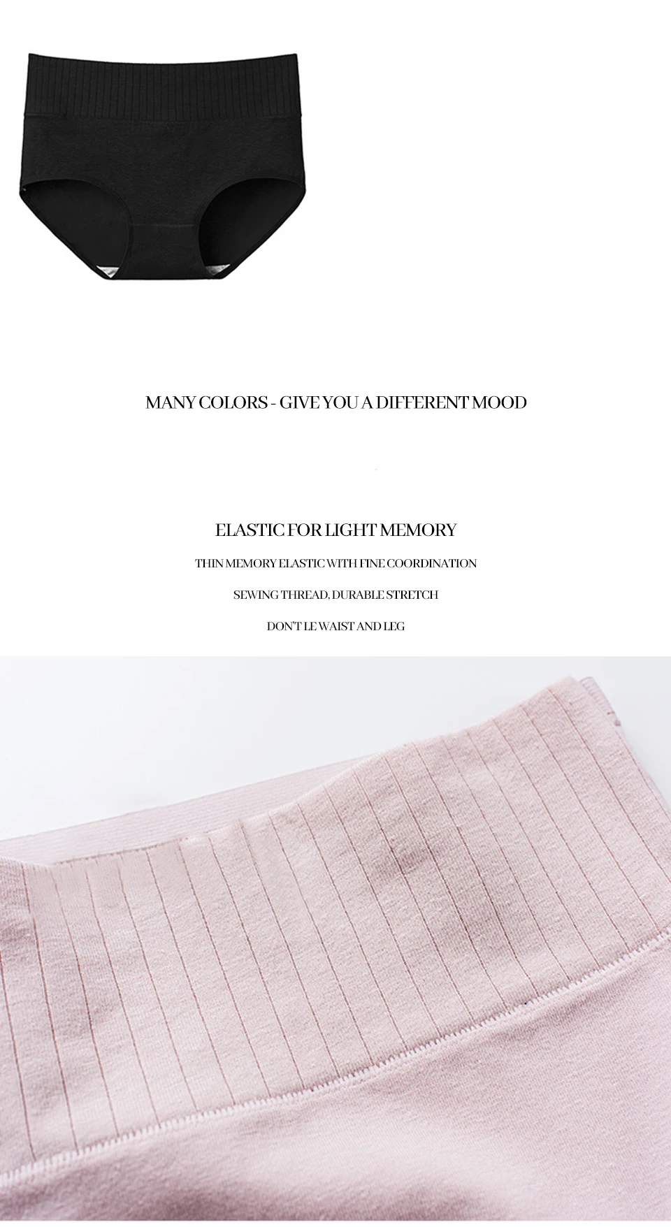 Cotton Women's Underwear Panties High Waist Briefs Solid Color Breathable Underpants Seamless Soft Lingerie Girls Fashion Briefs