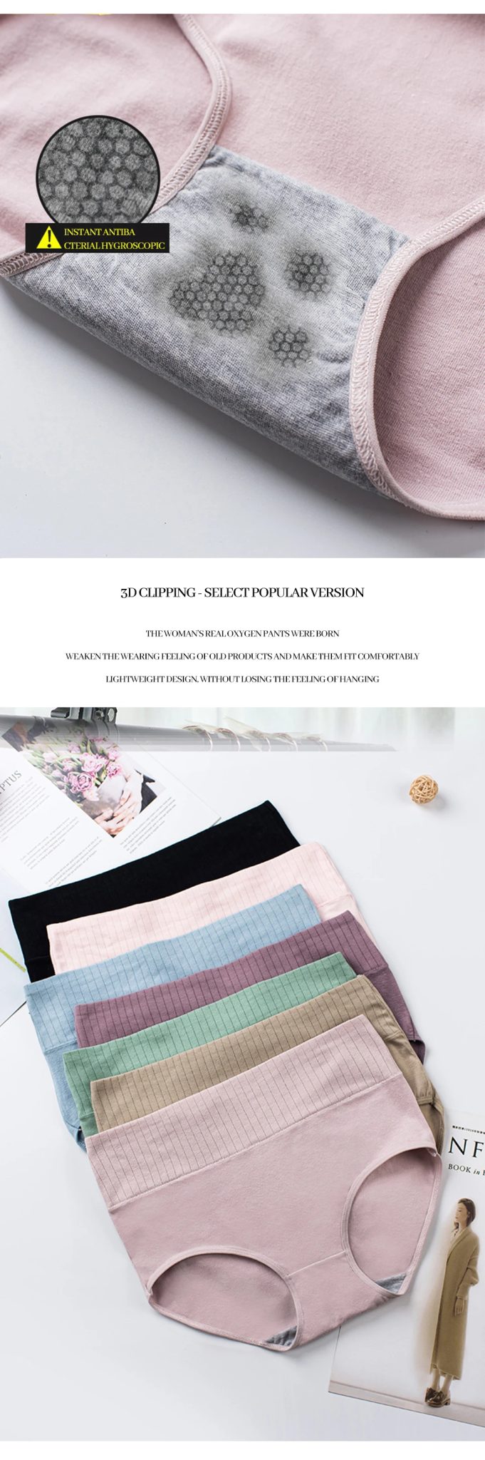 Cotton Women's Underwear Panties High Waist Briefs Solid Color Breathable Underpants Seamless Soft Lingerie Girls Fashion Briefs