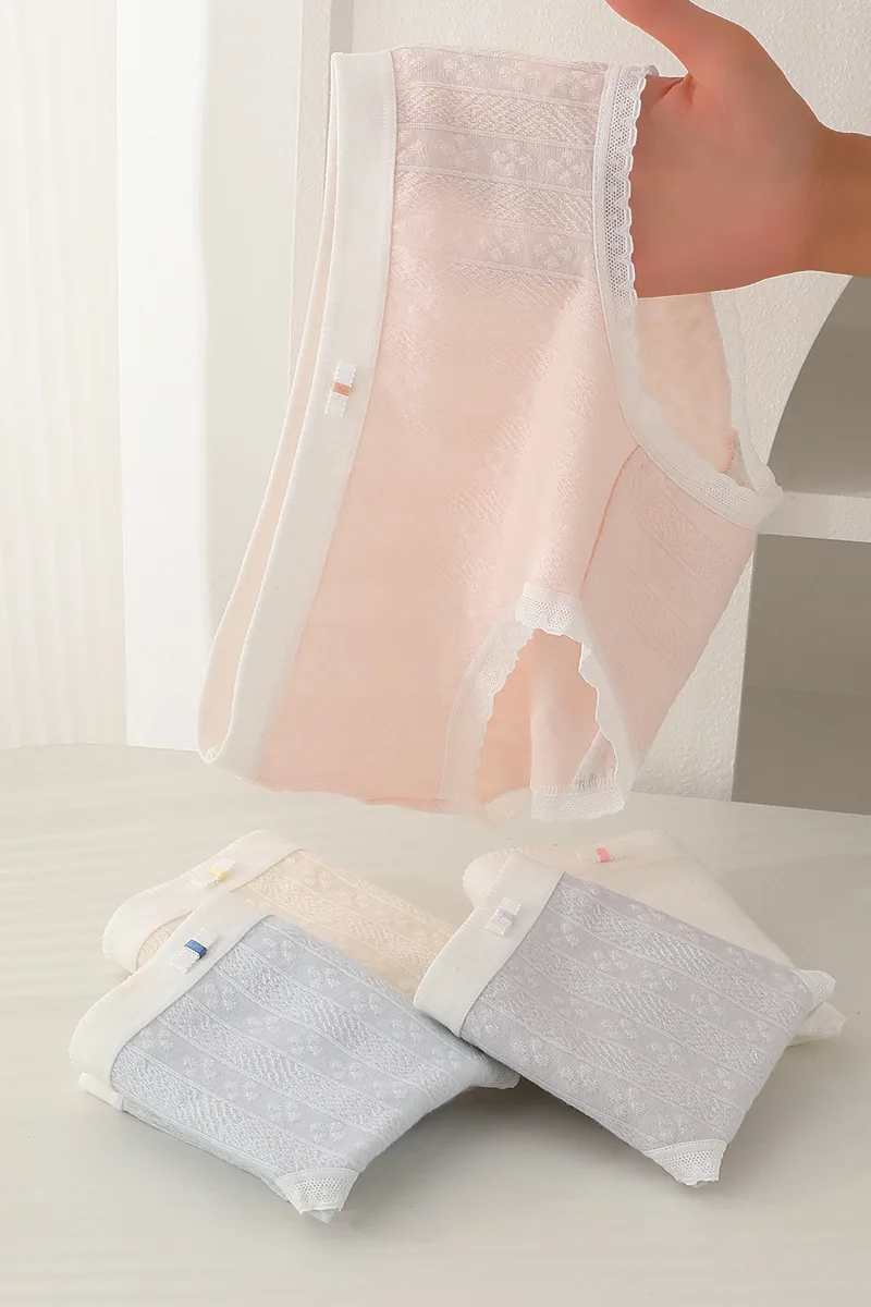 M-XL Women's Cotton Underwear Sexy Lace Panties Girls' Solid Comfort Briefs Mid Waist Seamless Underpants Female Lingerie