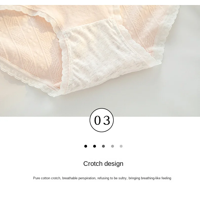 M-XL Women's Cotton Underwear Sexy Lace Panties Girls' Solid Comfort Briefs Mid Waist Seamless Underpants Female Lingerie