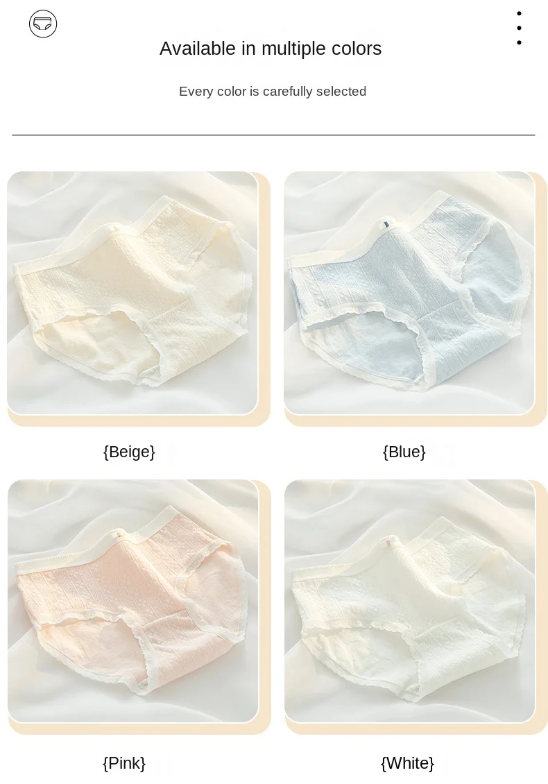 M-XL Women's Cotton Underwear Sexy Lace Panties Girls' Solid Comfort Briefs Mid Waist Seamless Underpants Female Lingerie