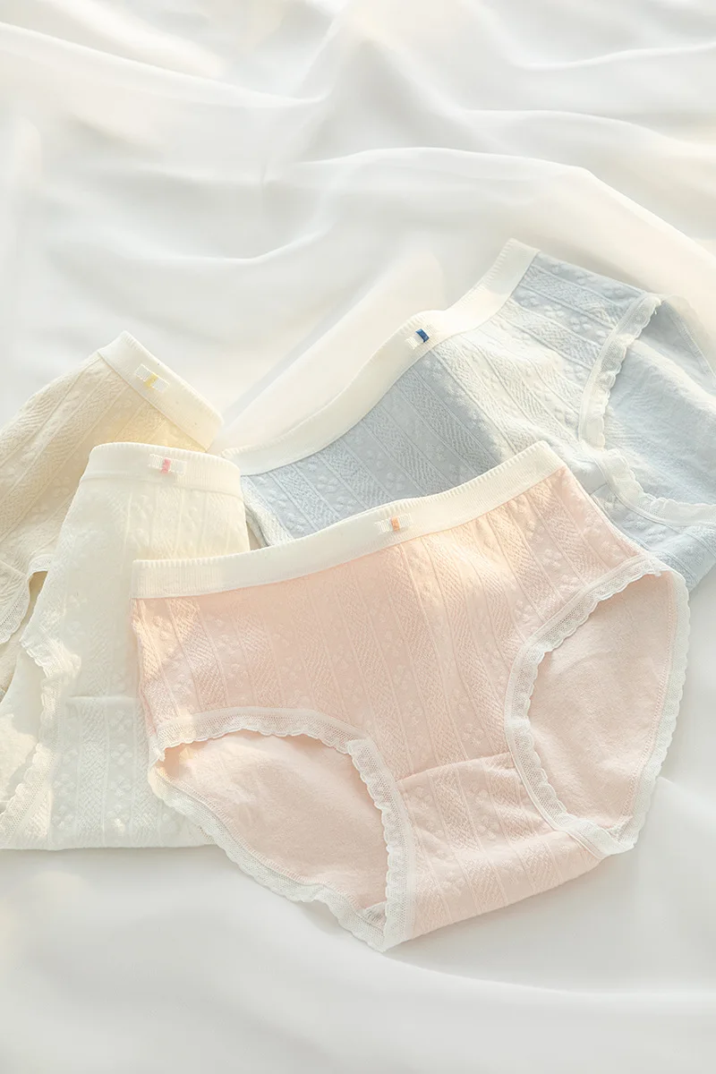 M-XL Women's Cotton Underwear Sexy Lace Panties Girls' Solid Comfort Briefs Mid Waist Seamless Underpants Female Lingerie