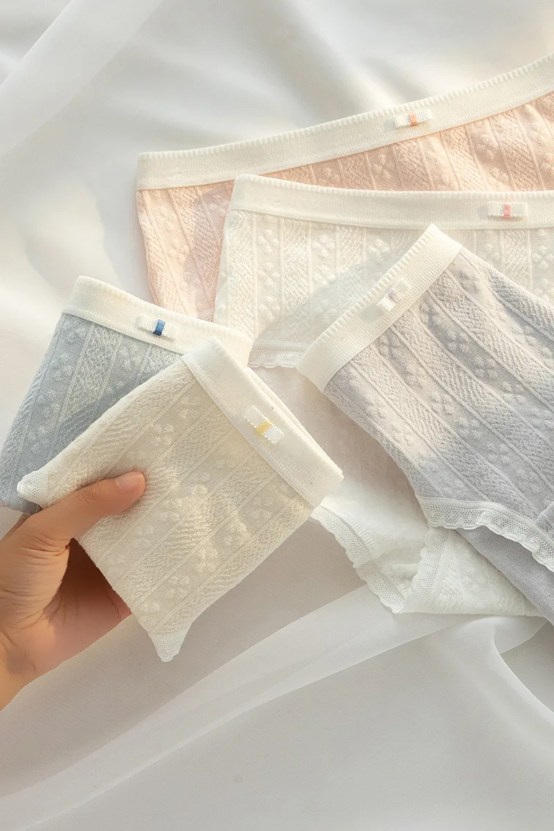 M-XL Women's Cotton Underwear Sexy Lace Panties Girls' Solid Comfort Briefs Mid Waist Seamless Underpants Female Lingerie