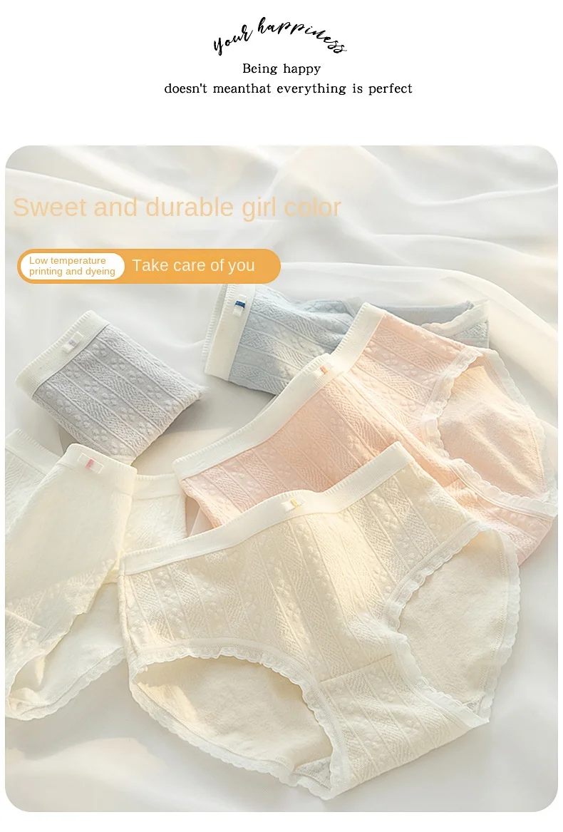 M-XL Women's Cotton Underwear Sexy Lace Panties Girls' Solid Comfort Briefs Mid Waist Seamless Underpants Female Lingerie