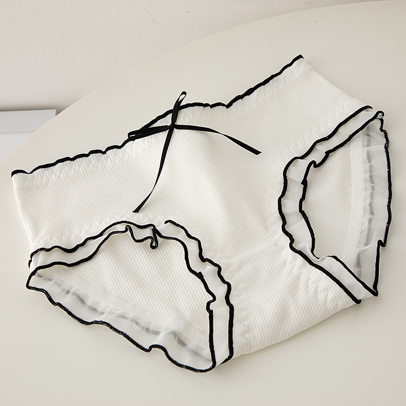 M-XL Women's Underwear Panty Sexy Lace Panties Girls' Thread Bow Briefs Medium Waist Seamless Underpants Female Lingerie