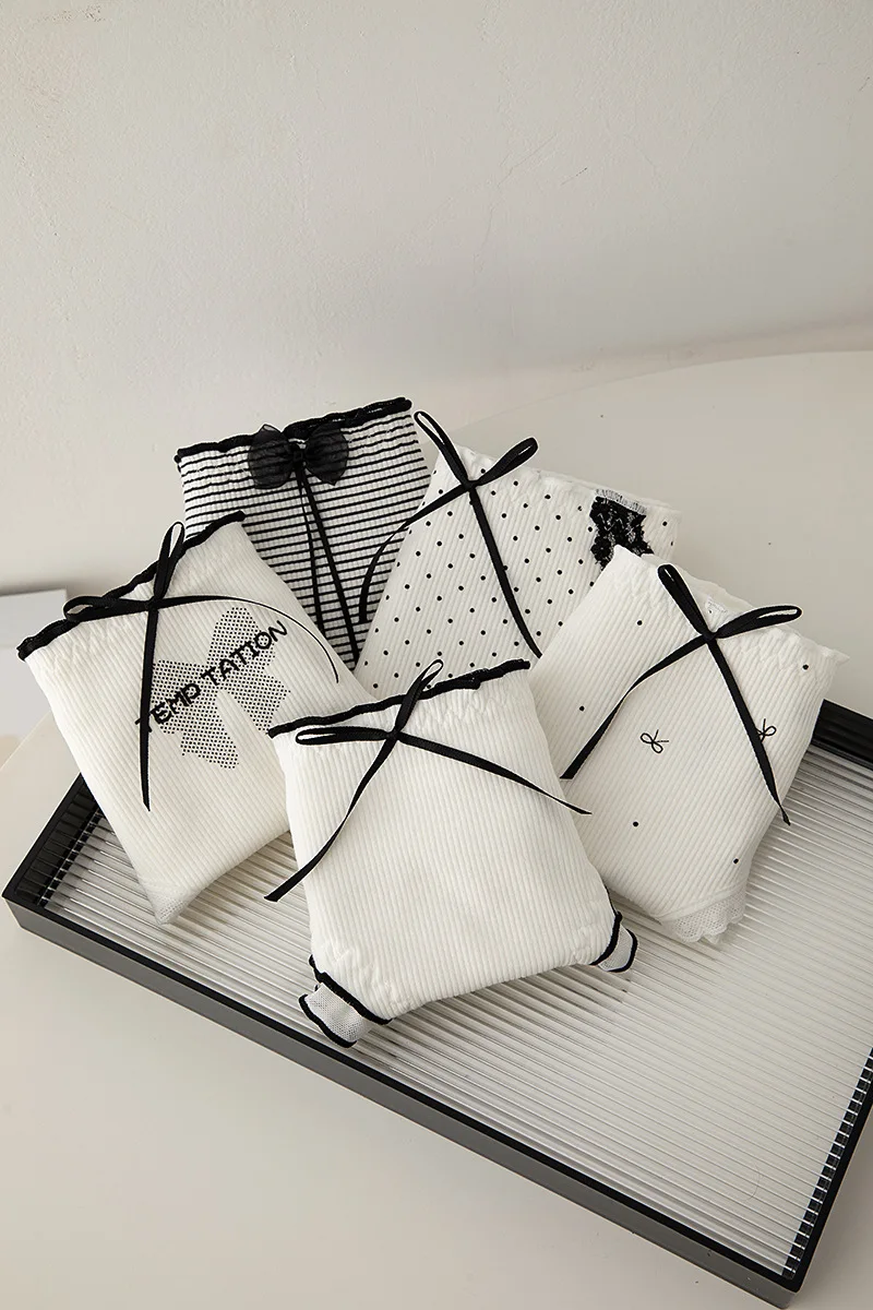 M-XL Women's Underwear Panty Sexy Lace Panties Girls' Thread Bow Briefs Medium Waist Seamless Underpants Female Lingerie