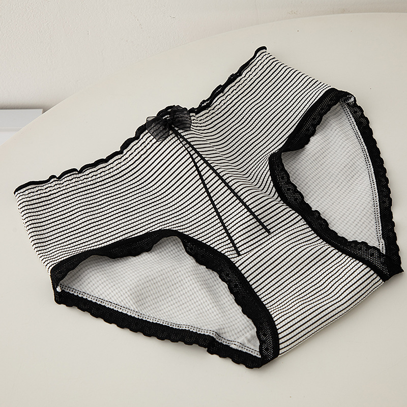 M-XL Women's Underwear Panty Sexy Lace Panties Girls' Thread Bow Briefs Medium Waist Seamless Underpants Female Lingerie