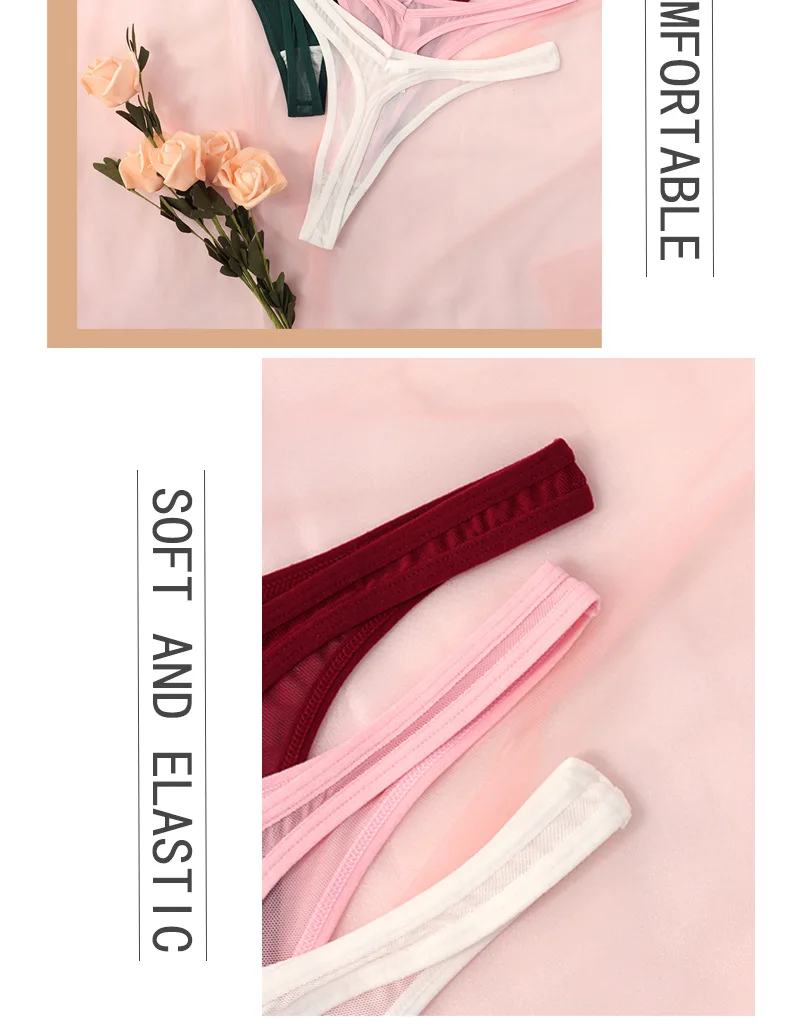 Seamless Thongs For Women Tiny Tangas Sexy Thong Lingerie Woman Translucent Mesh Strings Soft T-back Underwear Tangalar Tpanties