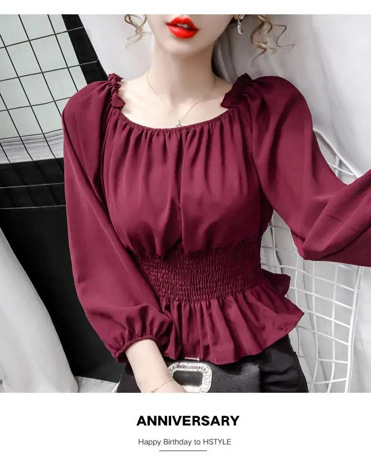 Youth Elegant Blouse Women Chiffon Fashion Blouse Off Shoulder White Shirt Ruffle Puff Sleeve Top Office wear 2022