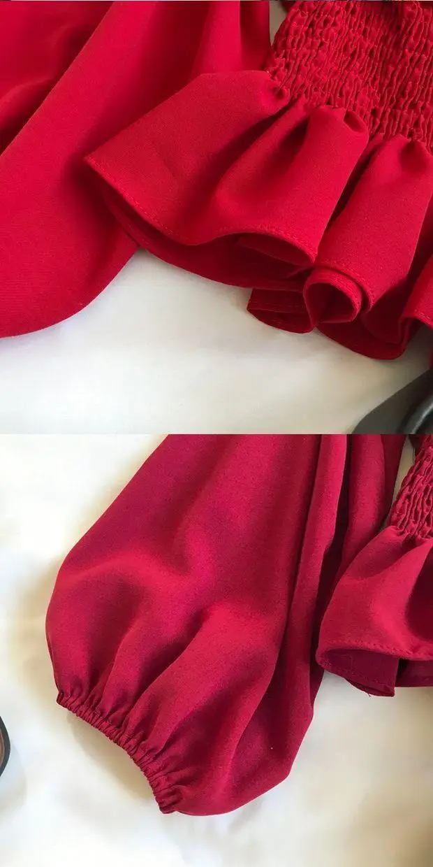 Youth Elegant Blouse Women Chiffon Fashion Blouse Off Shoulder White Shirt Ruffle Puff Sleeve Top Office wear 2022