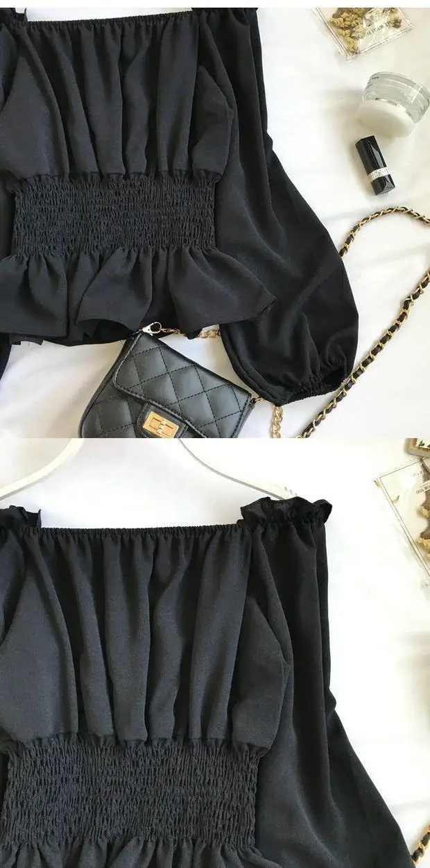 Youth Elegant Blouse Women Chiffon Fashion Blouse Off Shoulder White Shirt Ruffle Puff Sleeve Top Office wear 2022