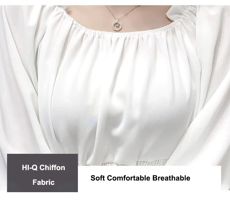 Youth Elegant Blouse Women Chiffon Fashion Blouse Off Shoulder White Shirt Ruffle Puff Sleeve Top Office wear 2022