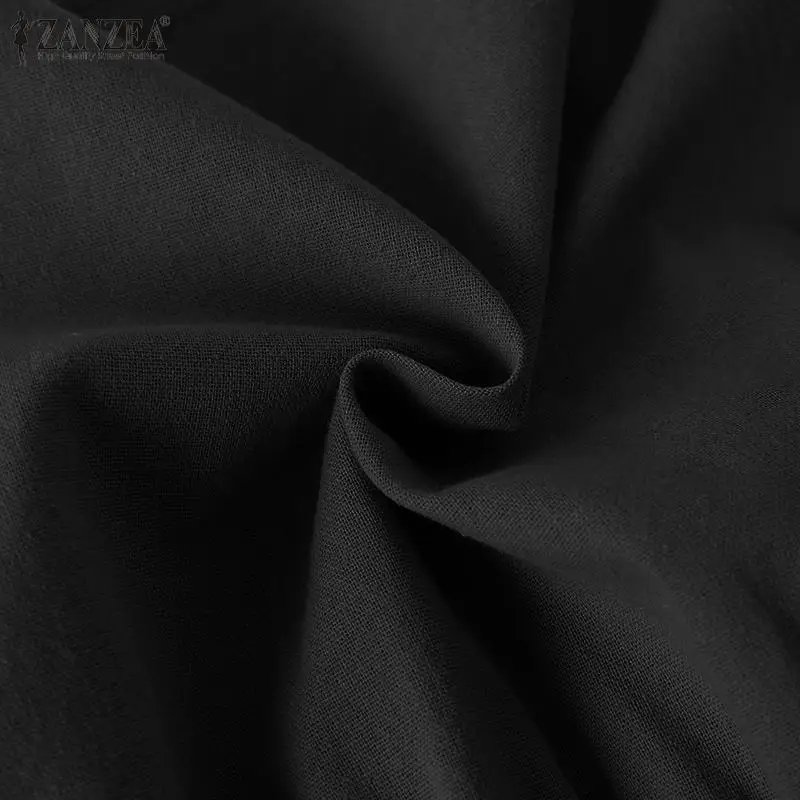 ZANZEA Autumn Vintage Long Sleeve Shirt Woman Casual Cotton Blouse Female O-Neck Solid Blusas Stylish Button Cuffs Chemise 2023