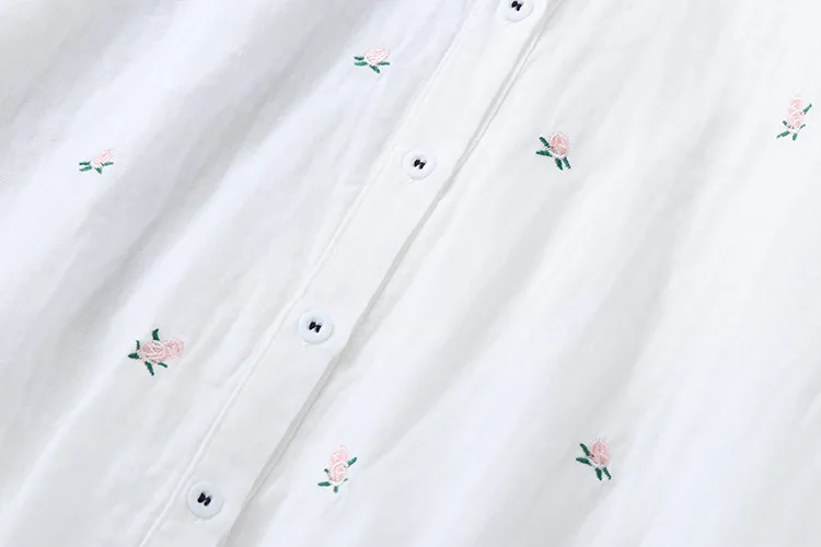 2024 Spring Autumn New Fresh Cotton Yarn Ladies Long Sleeve Shirt Flower Embroidered Women's Casual Shirt Female Blouse Clothes