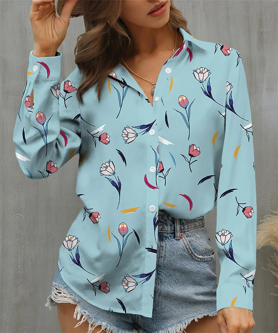 Elegant Loose Blouse Woman Holiday Casual Woman Shirt Long sleeve Woman Blouse Temperament Weekend Fashion Top