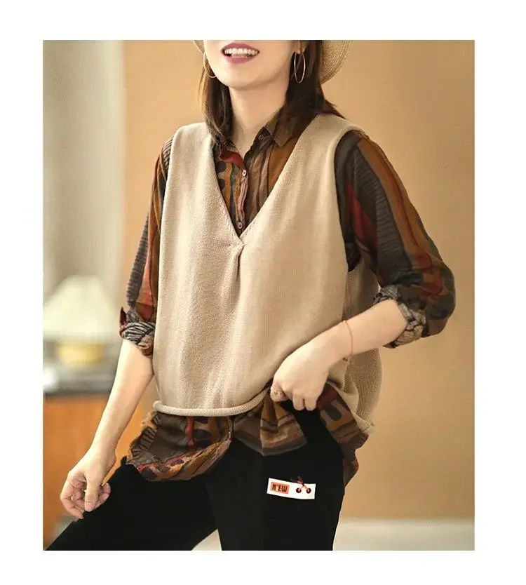 Ethnic Vintage Shirts For Women Long sleeve Top Cotton Linen Shirt Blouse Plus Ladies Loose Casual