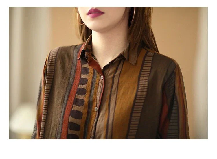 Ethnic Vintage Shirts For Women Long sleeve Top Cotton Linen Shirt Blouse Plus Ladies Loose Casual