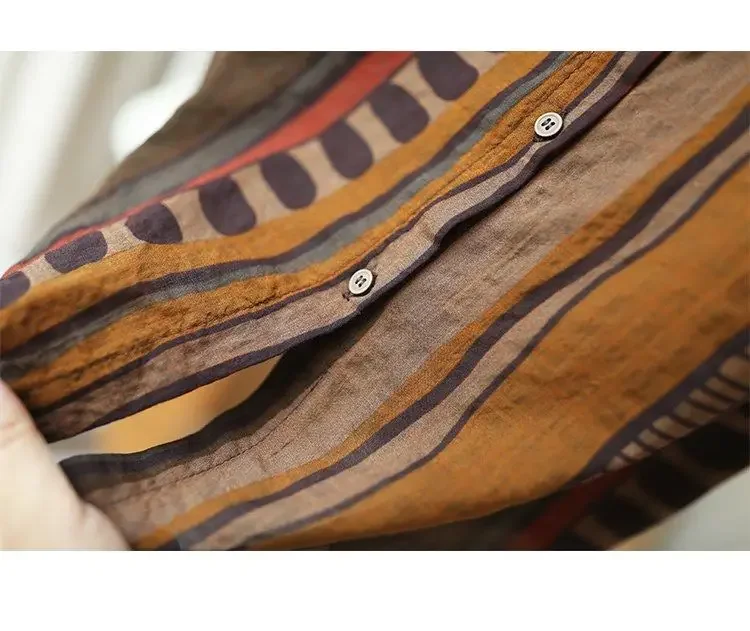 Ethnic Vintage Shirts For Women Long sleeve Top Cotton Linen Shirt Blouse Plus Ladies Loose Casual