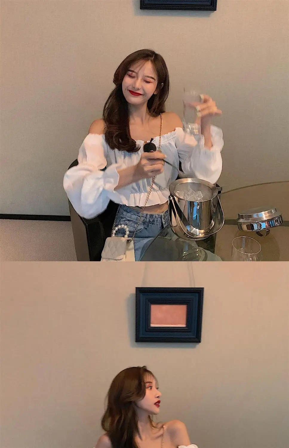 Women Top Sexy Blouse Off Shoulder Top Long Sleeve Club Party White Shirt Puff Sleeve Ruffle Crop Top Summer Tube Top