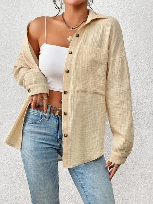 Solid Casual Loose Shirts For Women 2024 Autumn Vintage Women's Oversized Shirts And Blouses Fashion Elegant Youth Female Tops