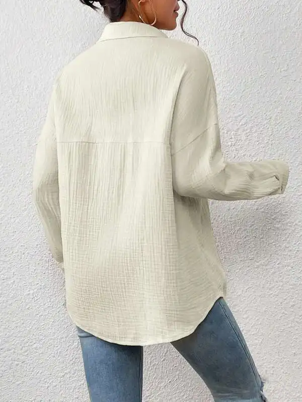 Solid Casual Loose Shirts For Women 2024 Autumn Vintage Women's Oversized Shirts And Blouses Fashion Elegant Youth Female Tops