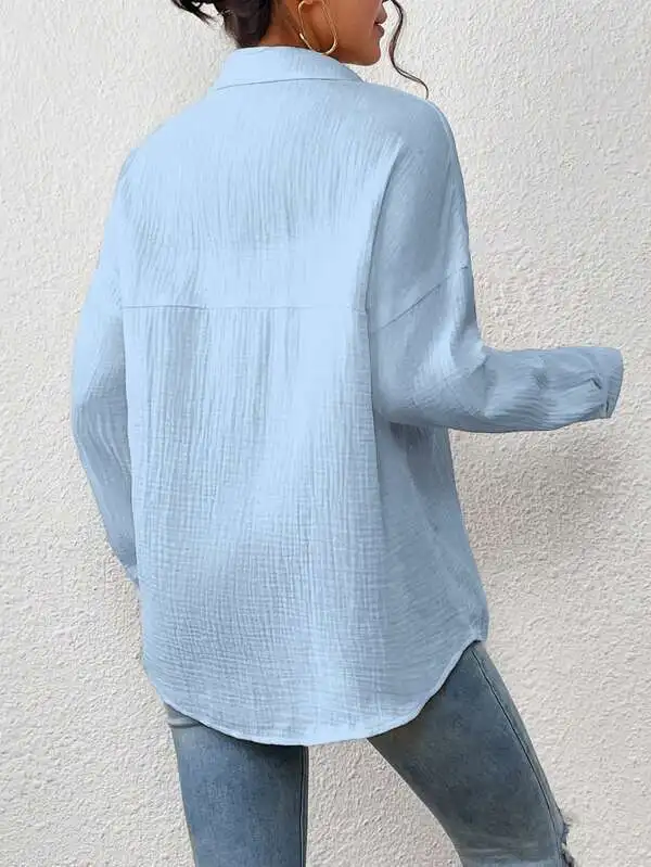 Solid Casual Loose Shirts For Women 2024 Autumn Vintage Women's Oversized Shirts And Blouses Fashion Elegant Youth Female Tops