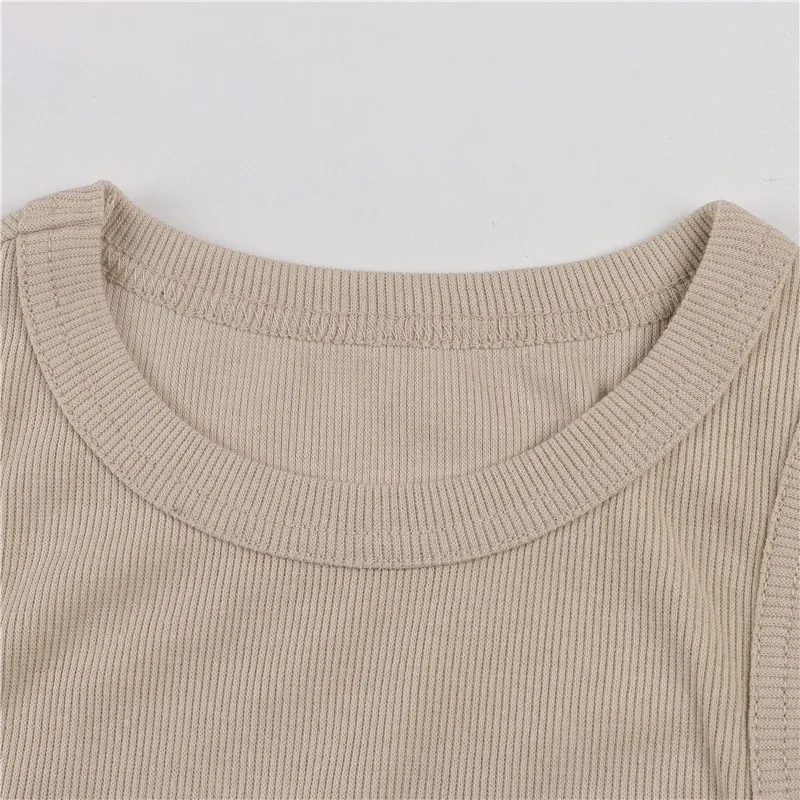 Ribbed Knitted Tops Neck Summer Basic Shirts White Black Casual Sport Vest Off Shoulder Green Women's Tank Top