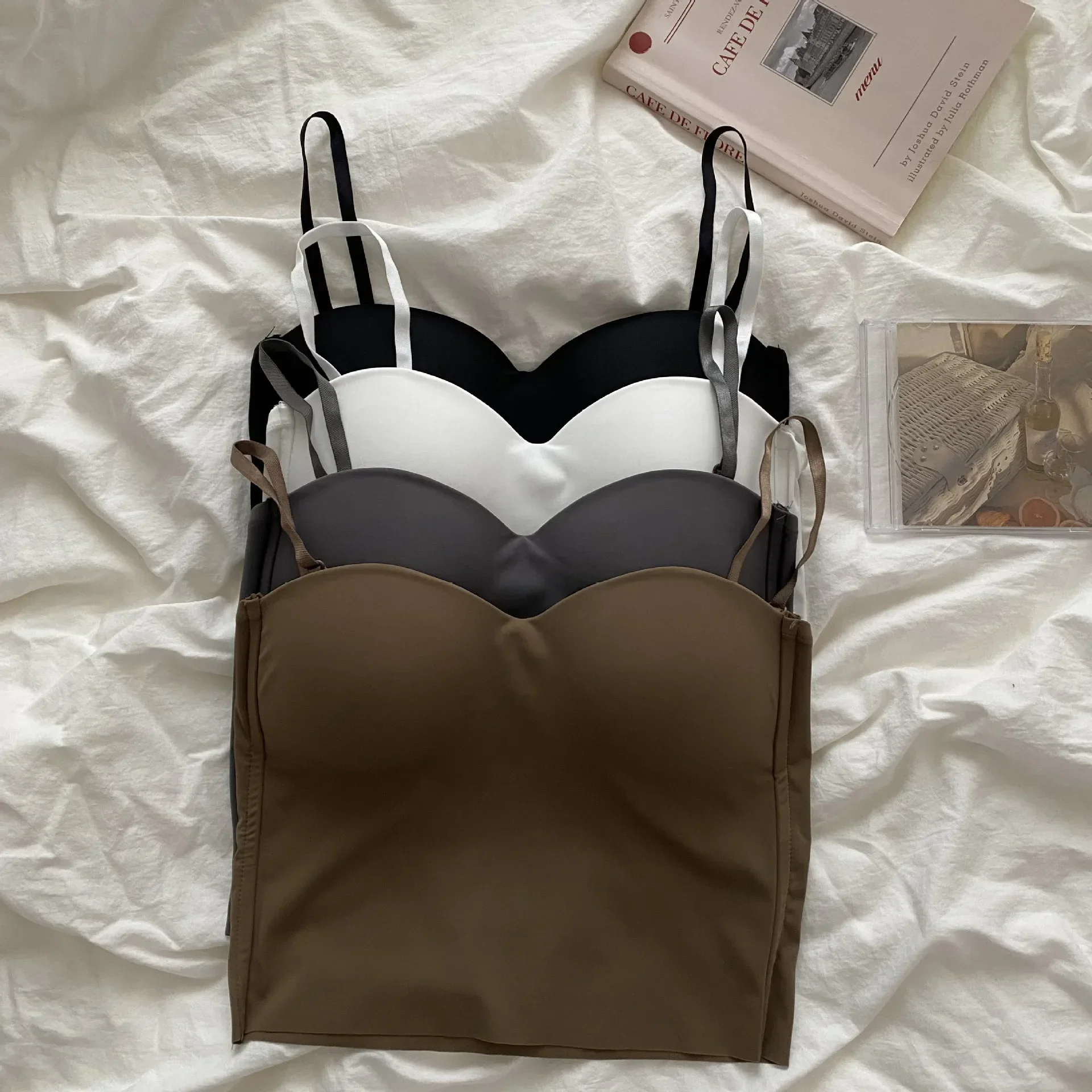 Seamless Camisole for Women Fitness Crop Tops Summer Thin Elegant Sexy All-match Casual One-piece Ice Silk Underwear Tanks Top