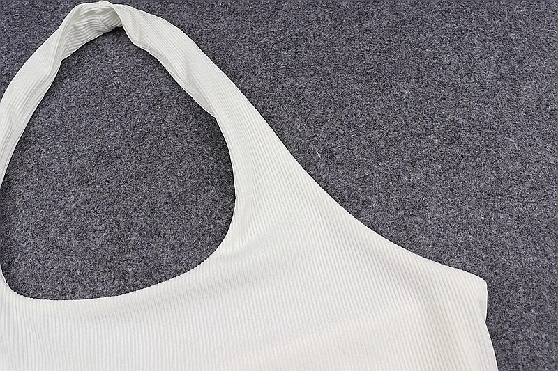 White Halter Sexy Backless Tank Tops for Women Streetwear 2024 Sleeveless Ribbed Knit Vest Top Cropped Feminino
