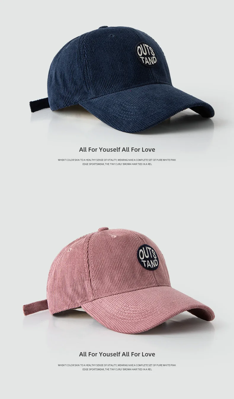 Big Head Baseball Caps for Men Corduroy Warmth Windproof Autumn Winter Embroidered Hat Women Snapback Cap Trucker Hat Gorras