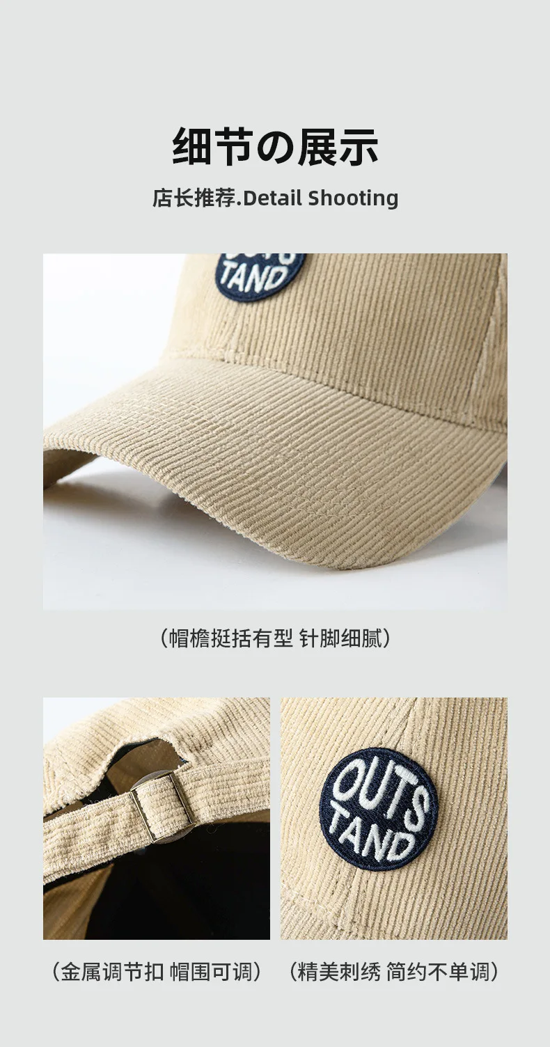 Big Head Baseball Caps for Men Corduroy Warmth Windproof Autumn Winter Embroidered Hat Women Snapback Cap Trucker Hat Gorras