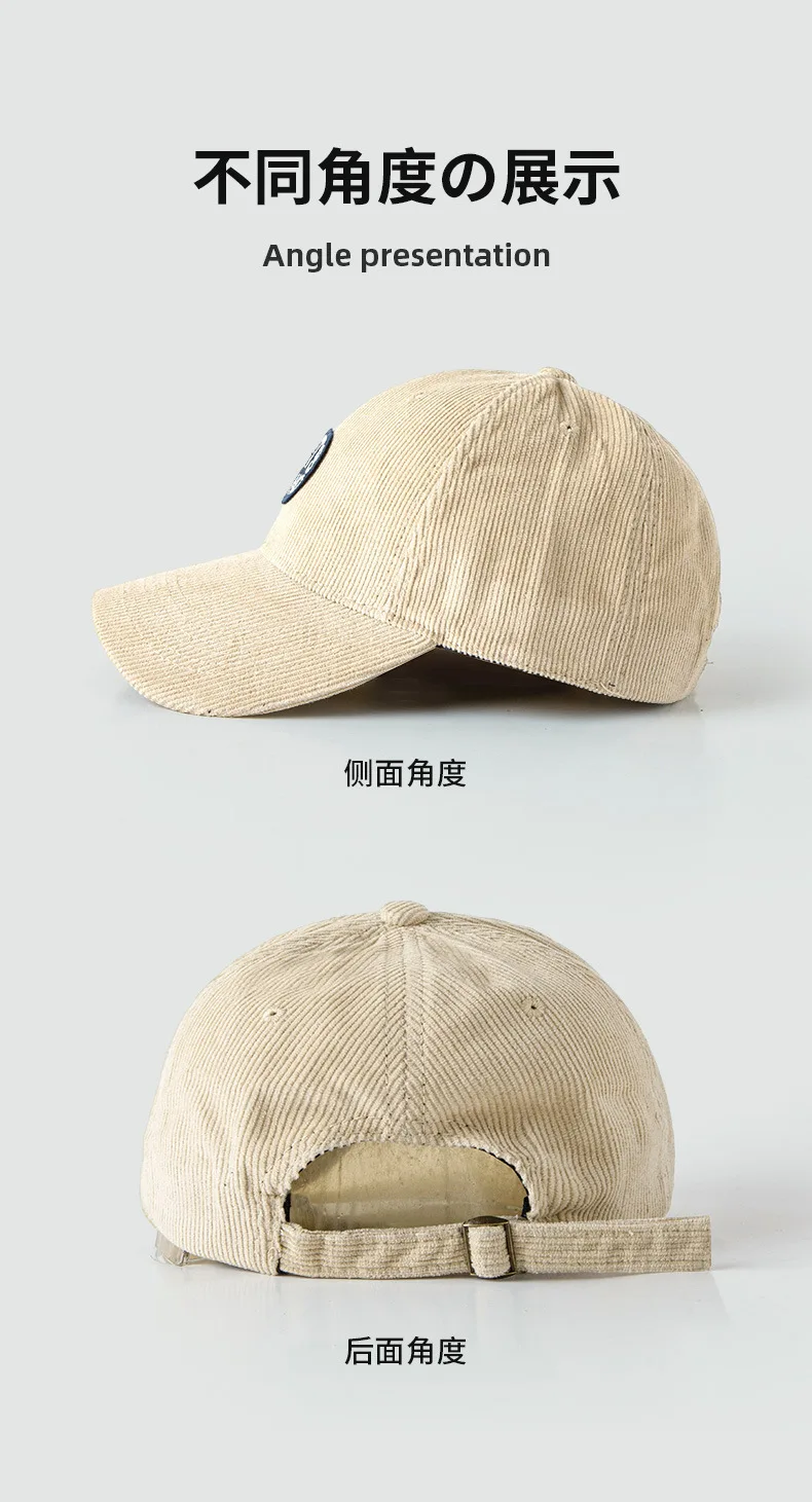 Big Head Baseball Caps for Men Corduroy Warmth Windproof Autumn Winter Embroidered Hat Women Snapback Cap Trucker Hat Gorras