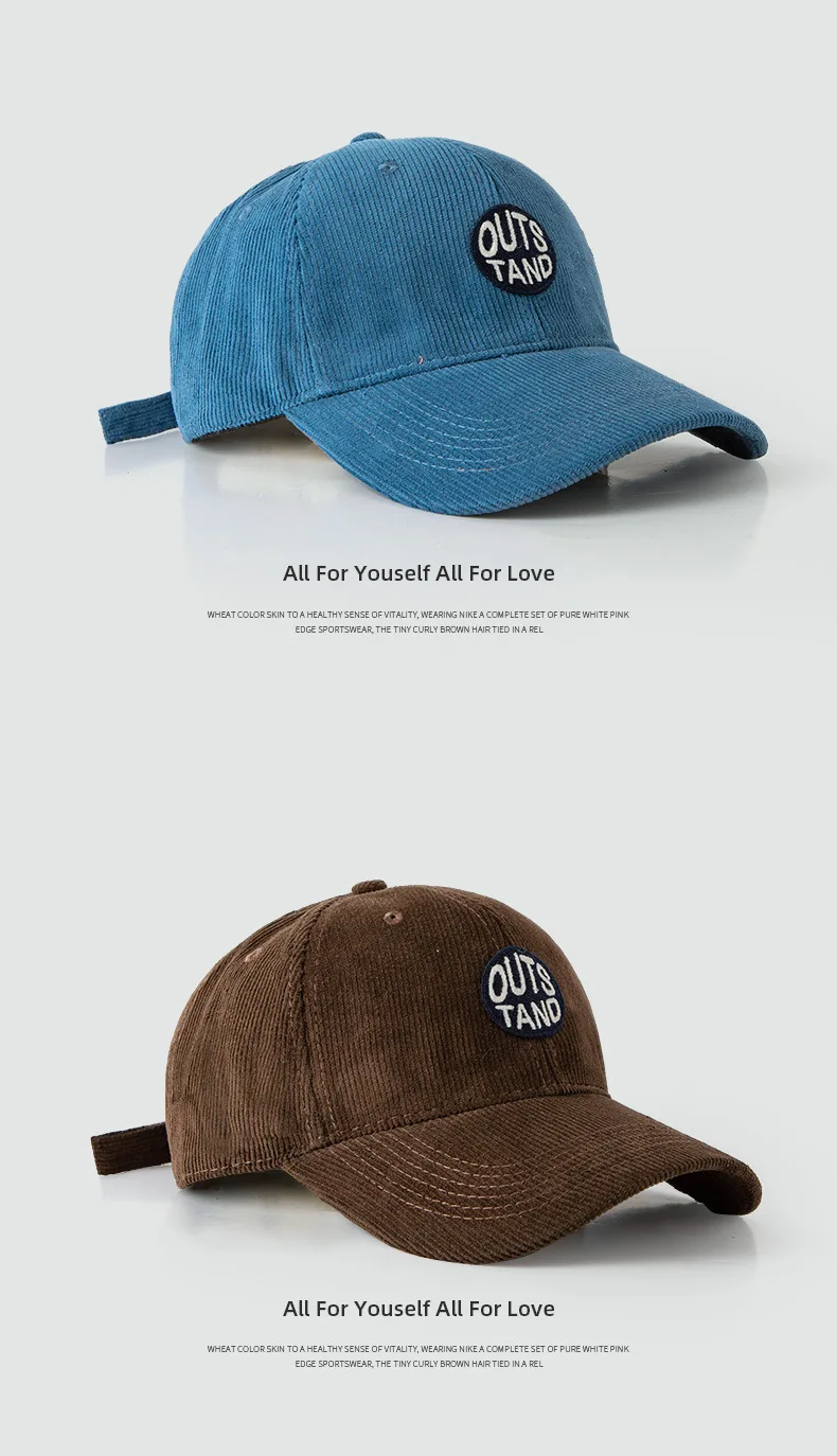 Big Head Baseball Caps for Men Corduroy Warmth Windproof Autumn Winter Embroidered Hat Women Snapback Cap Trucker Hat Gorras