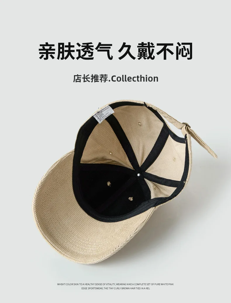 Big Head Baseball Caps for Men Corduroy Warmth Windproof Autumn Winter Embroidered Hat Women Snapback Cap Trucker Hat Gorras