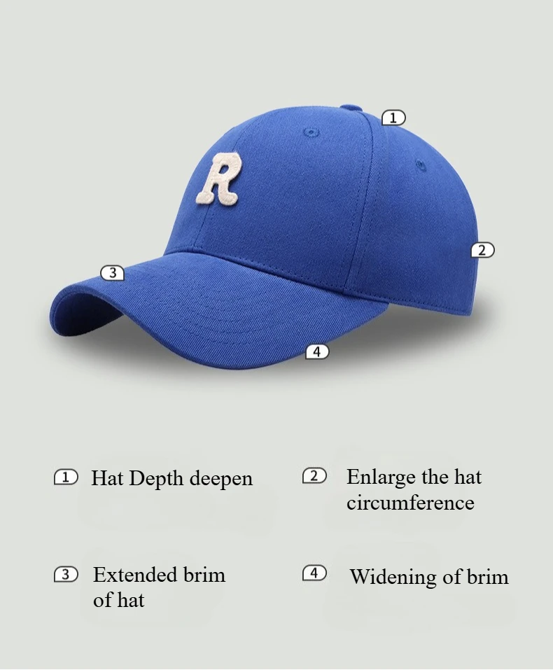 60-65cm 65-70cm Big Head Baseball Cap for Men Cotton Outdoor Sport Snap Back Cap Dad Hats R Lette Large Size Deepen Trucker Cap