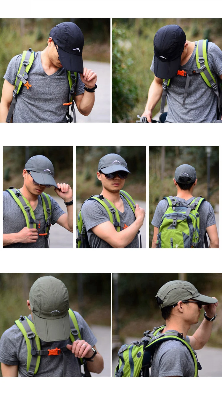 Waterproof Outdoor Sport Baseball Cap Unisex Spring Summer Quick Drying Hat Breathable Cap Foldable Cycling hat Sun Protection