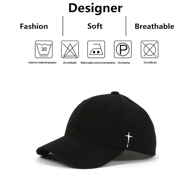 Unisex Side Cross Embroidery Baseball Caps Spring and Autumn Outdoor Adjustable Casual Hats Sunscreen Hat