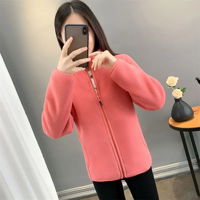 Fashion Polar Fleece Jacket Female NEW Women's Jacket Outerwear Double Sided Velvet Thick Spring Autumn Winter Coat Tops
