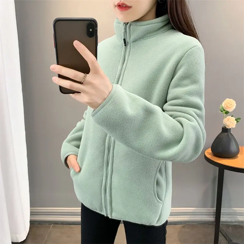 Fashion Polar Fleece Jacket Female NEW Women's Jacket Outerwear Double Sided Velvet Thick Spring Autumn Winter Coat Tops