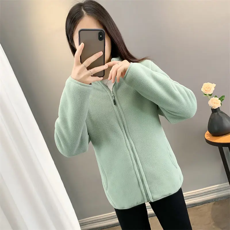 Fashion Polar Fleece Jacket Female NEW Women's Jacket Outerwear Double Sided Velvet Thick Spring Autumn Winter Coat Tops