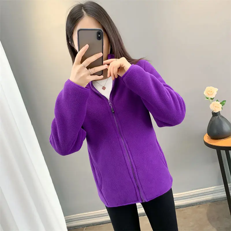 Fashion Polar Fleece Jacket Female NEW Women's Jacket Outerwear Double Sided Velvet Thick Spring Autumn Winter Coat Tops
