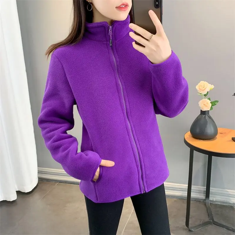Fashion Polar Fleece Jacket Female NEW Women's Jacket Outerwear Double Sided Velvet Thick Spring Autumn Winter Coat Tops